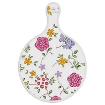 로엠디자인 양면 원형 서빙 도마 보드, 로맨틱레드floral화이트 + 도토리화이트, 1개