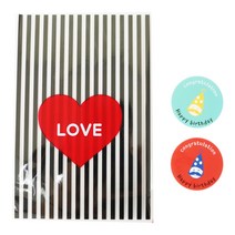황씨네도시락 하트 쿠키포장 봉투 블랙 90p + 고깔 생일 원형 스티커 90p, 1세트