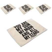 스윗리빙 레터링 패밀리 린넨 테이블 매트 4p, 06, 42 x 32 cm