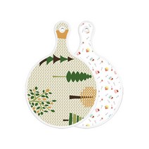 로엠디자인 양면 원형 서빙도마 보드 숲패턴1, 케익, 1개