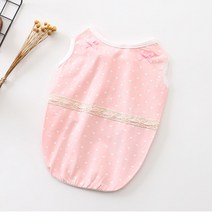 펫나인 반려동물 리본 포인트 티셔츠, 하트도트핑크