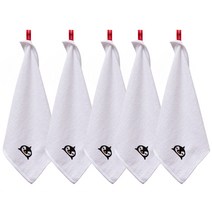 소프트터치 뱀부얀 펭귄자수 고리타올 34 x 34 cm, 화이트, 5개