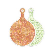 로엠디자인 양면 원형도마 적황색라인아트, 그린타일, 1개