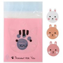 황씨네도시락 접착 애니멀 봉투 고양이 50p + 토끼 스티커 50p, 1세트