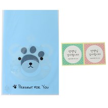 황씨네도시락 비접착 애니멀 봉투 곰 100p + 스티커 선생님 사각 감사합니다 100p, 1세트