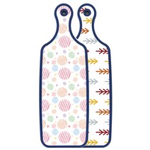 로엠디자인 블루 에디션 서빙 도마 보드 소나무화이트, 라인원형, 1개