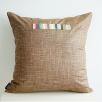 나비손길 린넨 색동띠 쿠션 솜포함, 07 브라운 + 레드브라운