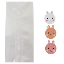 황씨네도시락 투명M봉투 100p + 토끼 스티커 100p, 1세트