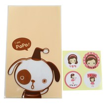 황씨네도시락 비접착 야미봉투 강아지 50p + 연인 소녀 스티커 50p, 1세트