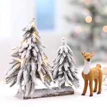 행복한마을 크리스마스 데코소품 눈꽃트리두그루   사슴, 혼합 색상