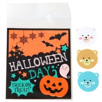 황씨네도시락 접착 할로윈 블랙글씨 쿠키봉투 30p + 곰스티커 30p, 1세트
