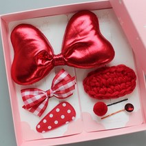 채니봉봉 여아용 헤어핀 선물세트 레드퐁