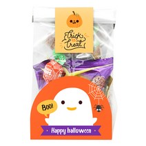 도나앤데코 할로윈 쿠키받침 BOO유령 오렌지 20p + 비닐20p + 할로윈 아기자기 trick or treat 귀여운 펌킨 사각 4cm 스티커 20p, 혼합 색상, 1세트