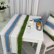 나산데코 린넨 스트라이프 테이블 러너 RN61-2, 혼합 색상, 협탁용(120 x 28 cm)