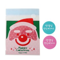 황씨네도시락 접착 그린산타 쿠키봉투 100p + 캘리 원형 스티커 선생님 맛있게드세요 핑크 50p + 민트 50p, 1세트