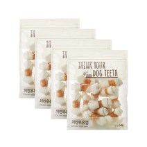 더주스 Think your dog teeth 딩고 소가죽 강아지 껌 소 15p, 치킨우유껌, 4개입