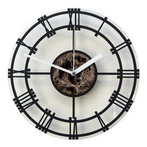 레그노 투명슬림라인 로마숫자블랙 무소음 인테리어벽시계 지름 30cm, 블랙 + 투명