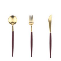 백산 에펠 골드 양식 커트러리 세트, 와인, 디너 스푼 + 포크 + 나이프