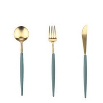 백산 에펠 골드 양식 커트러리 세트, 올리브, 디너 스푼 + 포크 + 나이프