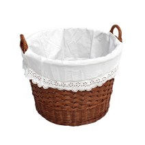 라탄샵 원형 손잡이 바구니 B404, 브라운