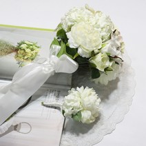 도시정원 조화 수국장미부케크림핑크 부토니아, 혼합 색상