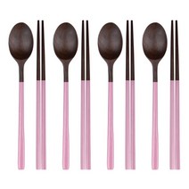 니코트 투톤컬러 수저 4인세트 라일락핑크, 1세트, 숟가락 4p + 젓가락 4p