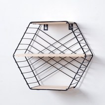 페어링 육각더블 벽걸이 선반, 블랙