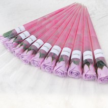 블뤼엔 조화 한송이장미 10p   핑크영문포장지 10p, 라벤더