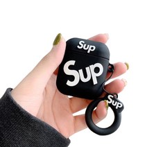 윰플 SUP스트릿 실리콘 에어팟 이어폰 케이스, 블랙