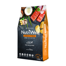 뉴트리웰 전연령 연어 그레인프리 강아지 사료, 7.5kg, 1개