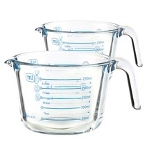 수퍼오븐글라스 내열유리 멀티 계량컵 2p, 블루, 250ml