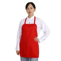 팀쿡 손님용 무지 끈 앞치마, 레드, 3개