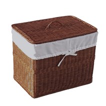 라탄 직사각 뚜껑 수납바구니 F202 소 32 x 47 x 32 cm, 혼합 색상, 1개