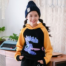 잭키드 여아용 스티치 기모 후드티