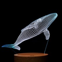 홈마인 LED 3D 무드등 동물2 시리즈 Ftype F08 고래, 혼합 색상