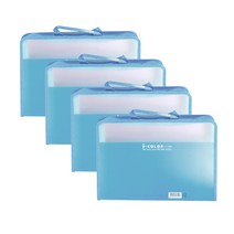 광폭 지퍼 파일 손잡이 케이스, 청색, 4개