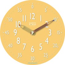 해피바이러스 교육용 벽시계 무소음 똘똘이바늘, 망고(2243)