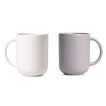 보울보울 레트로라인 핸들 머그컵 370ml x 2종 세트, 밀크화이트, 애쉬그레이, 1세트