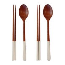 아카시아 옻칠 파스텔수저 2p 세트 아이보리, 1세트, 수저2p + 젓가락 2p