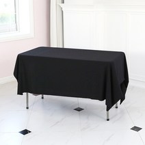 에스엠파티 박음질 마감 모던 스판 행사용 테이블보, 블랙, 270 x 155 cm