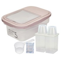 씨밀렉스 라이스키퍼 쌀통 5kg + 950ml 잡곡통 2p, 투명핑크