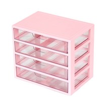 하라데코 와이드 서랍 멀티 책상 정리함 4단, 핑크, 1개