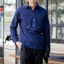 단군 남성용 오버핏 투포켓 솔리드 셔츠