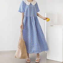 팡팡샵 R S 체크 카라 임산부 원피스
