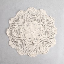 플라워 도일리 크로쉐 테이블 매트, 선플라워 베이지, 40cm