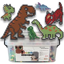 브릭월드 톡톡놀이 대용량 컬러 나노블록 올인원 7탄 공룡 패키지 + 기본도안 6종 세트, 혼합색상