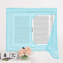 다샵 창문형 지퍼식 모기장 + 찍찍이 테이프 6p + 오픈고정자석 4p, 블루(모기장), 랜덤 발송(자석)