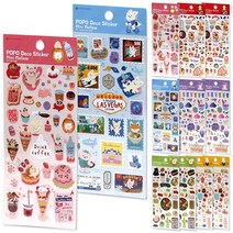 포포팬시 미니 멜로우 데코 스티커 6종 x 2p, 레드, 블루, 퍼플, 핑크, 옐로우, 그린, 1세트