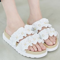 편한 쿠션 레이스진주장식 에이드2 여성슬리퍼