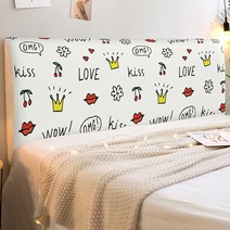 마켓A 스트레치 캐릭터 침대헤드 커버, 손그림